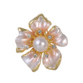 Aqua White Flower Pearl Look Two Designs Metal Brooch Pin view 6