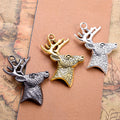 Textured Deer Head Alloy Pendant Charm in 4 Finishes view 2