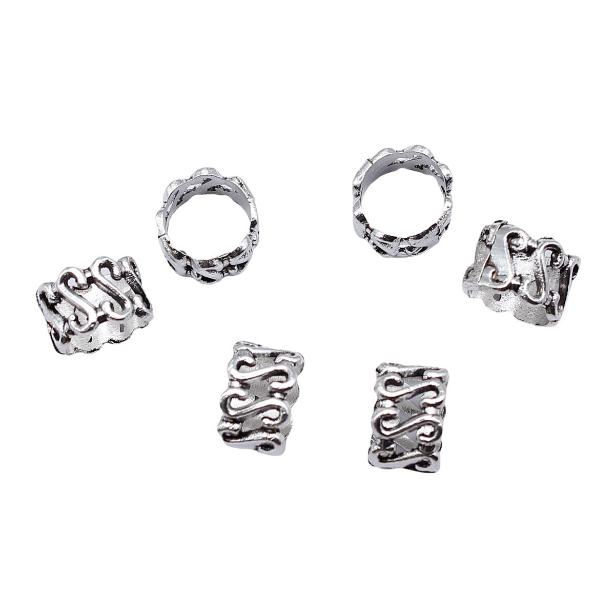 10x10x7mm 0.6g Antique Silver Zinc Alloy S Shape Design Large Hole Beads for Bracelet Making