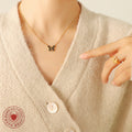 Butterfly Pendant Necklace Gold Steel Black Wing Cable Chain view 3