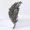 Long Dark Crystal Feather Brooch in Two Colorways for Jackets and Scarves view 2
