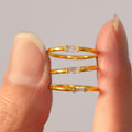 Rectangular Solitaire Slim Ring in Gold Tone Sizes Six to Eight view 3