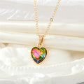 Gold Tone Faceted Crystal Heart Pendant Necklaces in Three Colors view 5