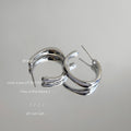 Polished Chunky C Hoop Earrings In Silver And Gold Tone view 6