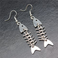 Jointed Fish Skeleton Earrings in Detailed Metal Finishes for Jewelry Making view 2