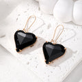 Faceted Heart Crystal Drop Earrings Gold Hooks 6 Colors view 11