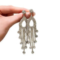 Long Crystal Chandelier Earrings in Gold and Silver Tones view 5