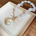 White Pearl Shell Pendant Necklace Two Pearl Styles view 6