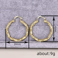 Bamboo Texture Hoop Earrings in Gold-Tone Metal Jewelry view 4