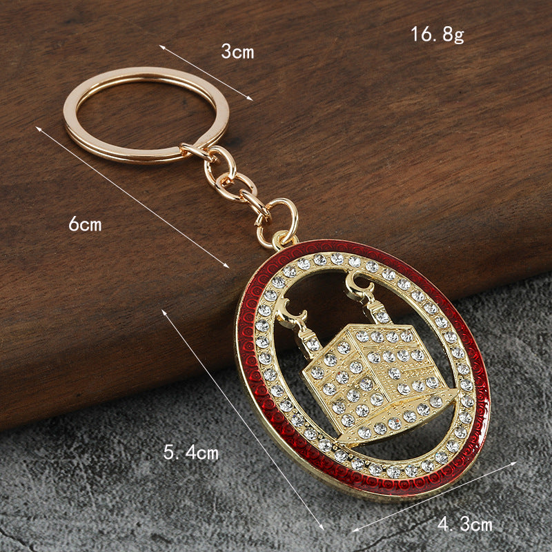 Moon Festival Gold Tone Rhinestone Keychain Arabic Style Bag Charm