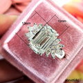 Emerald Cut White Stone Statement Ring with Cluster Halo view 5