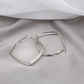 Large Double Layer Rounded Square Hoop Earrings in Two Finishes view 4