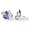 Silver Blue Marquise Clear Round Cluster Stud Earrings view 2