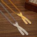 Chevron Mesh Multi-Strand Necklace Bracelet Gold Steel view 4
