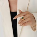 Gold Textured Dome Rings Oval Clear Or Green Stones view 7