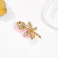 Red Gold Tone Flower Enamel Metal Brooch Pin 4 x 6.2 cm view 5