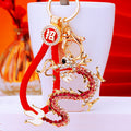 Crystal Zodiac Dragon Keychains with Fortune Cords and Loose Braided Loops view 1