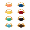 Oval Resin Open Rings Gold Steel Band Multicolor Stones view 5