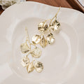 Gold Tone Leaf Branch Long Dangle Fishhook Earrings view 1