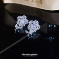 Clear Crystal Rose Flower Stud Earrings with Metal Settings view 4