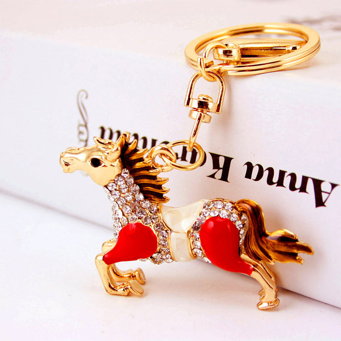Rhinestone Crystal Horse Pegasus Animal Keychain Bag Charm