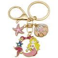 Pink or Blue Mermaid Starfish and Shell Keychains with Metal Hardware view 5