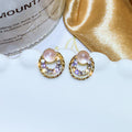Orange Cabochon and Crystal Double Circle Stud Earrings view 6