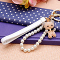 Pearl Wrist Loop Keychains with Daisy Swan Angel and Bear Charms plus Clasp view 9