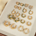 Crystal Hoop Huggie Earrings Gold Steel Twist U-Shape Styles view 4