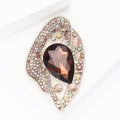 Rhinestone Teardrop Openwork Alloy Brooch Four Colors view 3