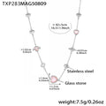 Heart Glass Stone Station Necklace Stainless Steel Color Mix view 7