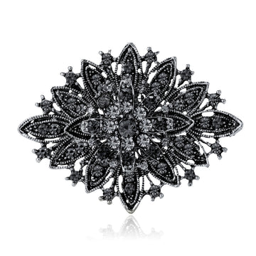 Oval Crystal Floral Brooch in Six Color Variants for Jackets and Scarves