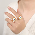 Gold Hammered Evil Eye Hoop Earrings And Beaded Eye Rings view 3