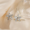 Marquise Rhinestone Flower Petal Stud Earrings Gold Clear view 3