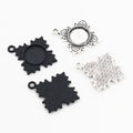 Square Cabochon Pendant Setting in Black and Antique Silver view 1