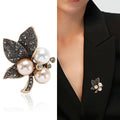Antique Leaf Brooch With Pearl-Like Cluster in Two Finishes view 2