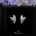 Silver-Tone Purple Marquise Butterfly CZ Stud Earrings view 1