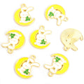 Enamel Rabbit on Crescent Moon Charms in Seven Bright Colors view 6