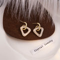 Triangle Resin Drop Earrings Gold Hoop Caramel White view 3