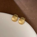 Brushed Rounded Square Stud Earrings In Gold And Silver Tone view 4