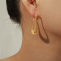 Gold Long Goose Neck Open Earrings Smooth Copper Hoop Style view 3