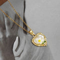 Heart Flower And Pearl Accent Pendant Necklace In Four Colors view 6