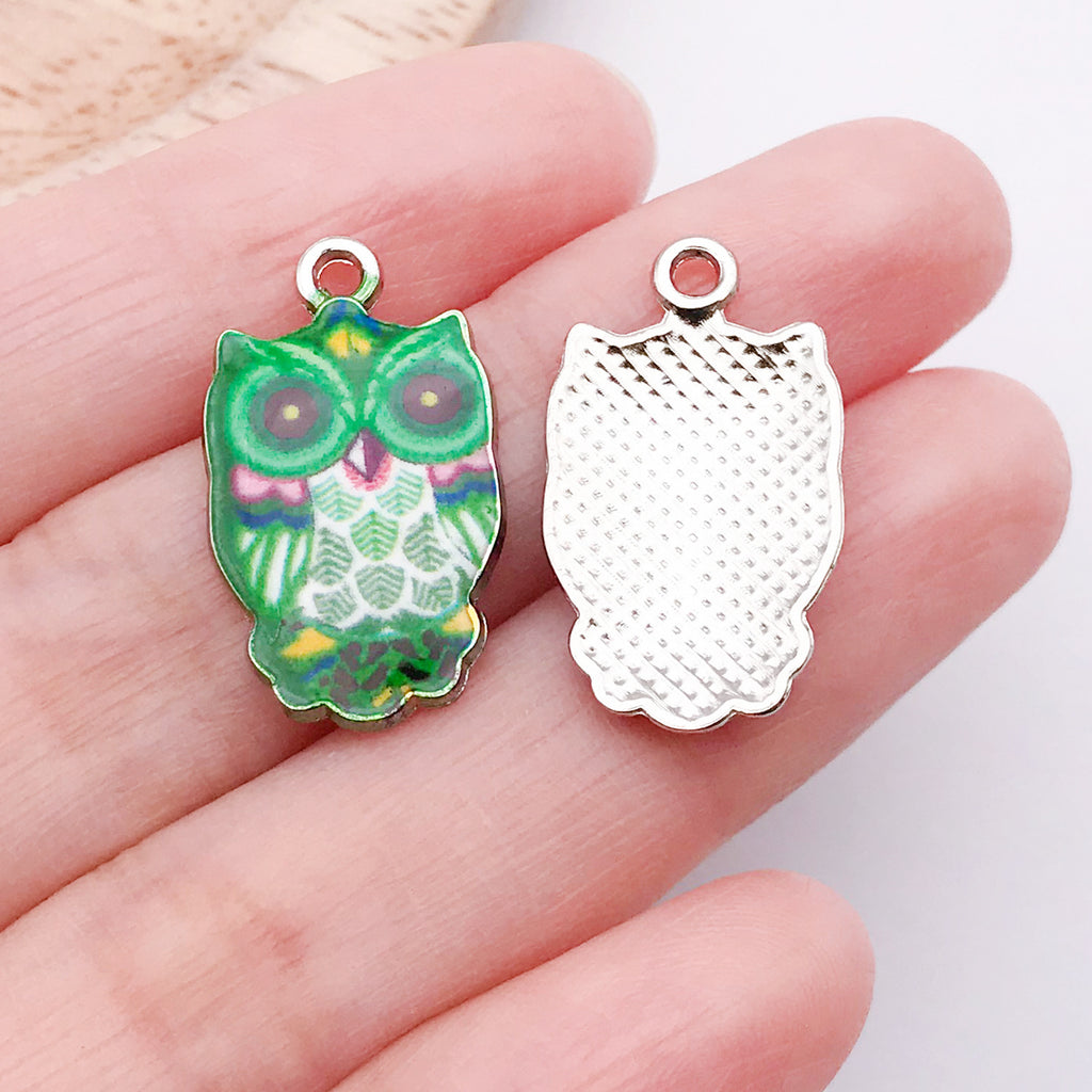 Zinc Alloy Cartoon Owl Enamel Cat Charm Pendant for DIY Bracelet Necklace Keychain