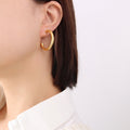 Thick C-Shape Hollow Tube Hoop Earrings Gold Steel Three Sizes view 8