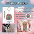 Rainbow Pencil Teacher Printed Wood Keychain Ring Metal Charm view 4