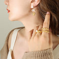 Asymmetric Heart Drop Earrings Pearl And Hollow Heart view 3