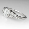 Emerald-Cut Clear Solitaire Graduated Baguette Ring Silver Tone view 3