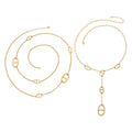 Elongated Oval Link Necklace and Y Necklace in Gold Tone view 5