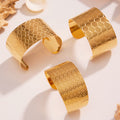 Wide Open Cuff Bangle Bracelet Embossed Pattern Armband Styles view 2