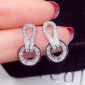 Silver Tone Crystal Loop and Round Drop Stud Earrings view 3